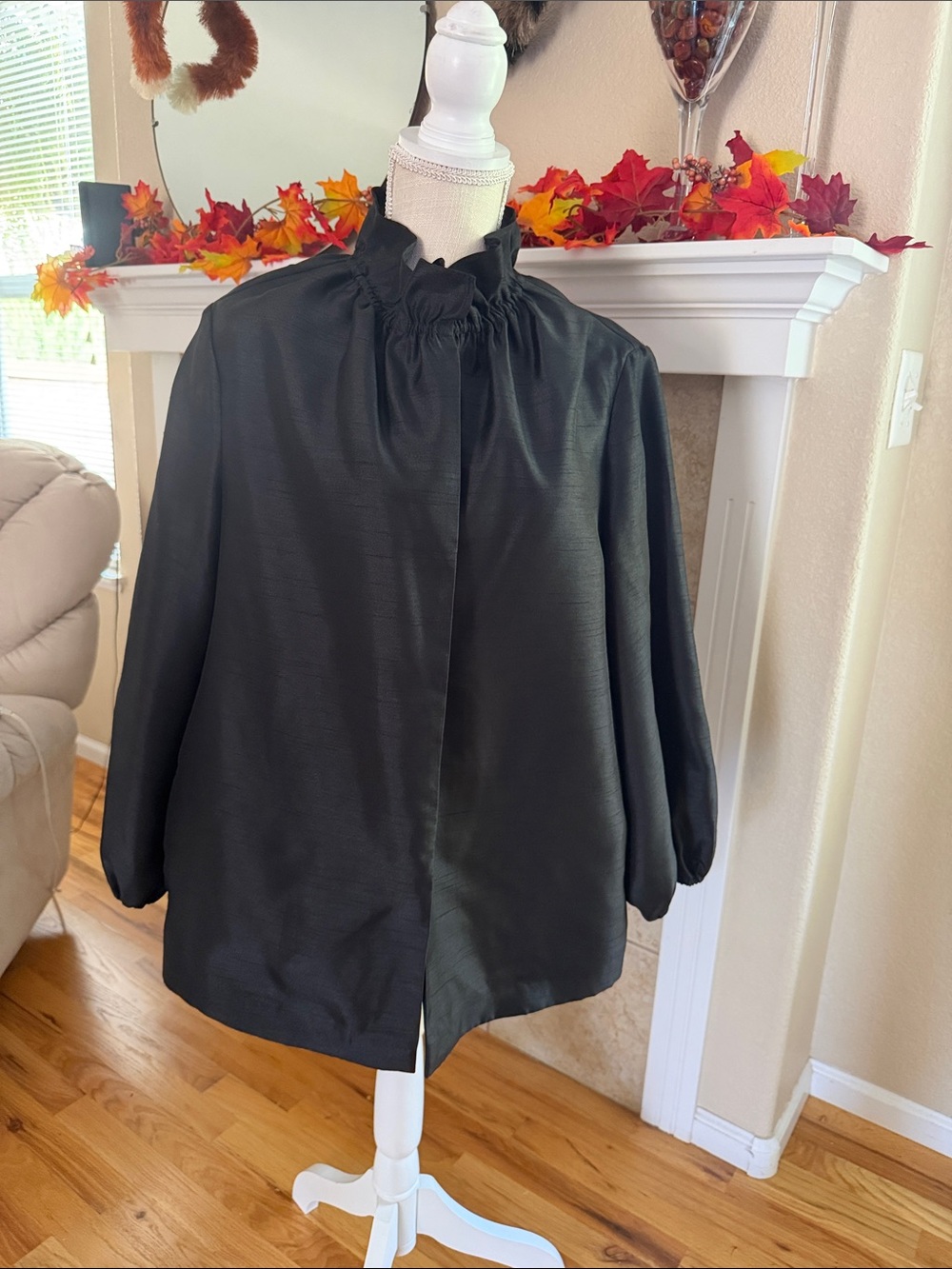 Chico's Black Ruffle-Neck Blazer Jacket
